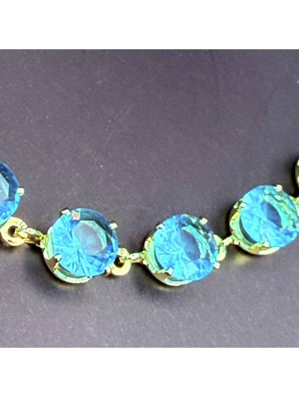 candy+clover Aqua Blue Crystal Gold-Tone Bracelet